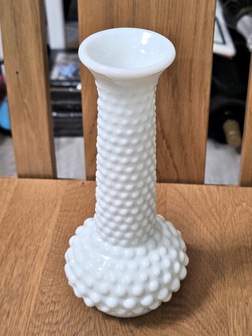 White Hobnail Glass Vase